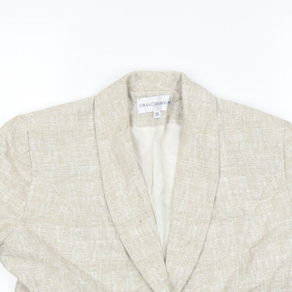 Close-up detail of Gray & Osbourn women’s beige jacket blazer, size UK 10