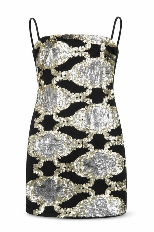 PRETTYLITTLETHING Womens Black Geometric  Mini  Size 4