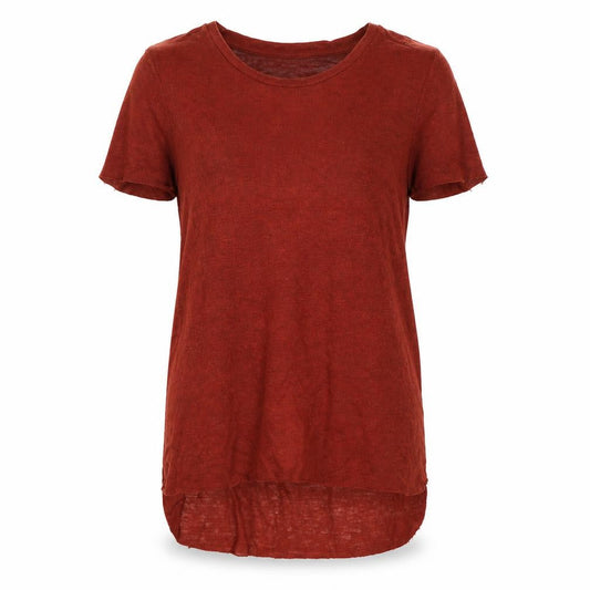 Front view of Vero Moda women’s brown knit tunic t-shirt, size S