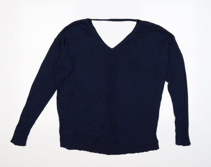 Additional front view of FGEORGE women’s blue knit jumper, size UK 14