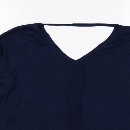 Close-up detail of FGEORGE women’s blue knit jumper, size UK 14