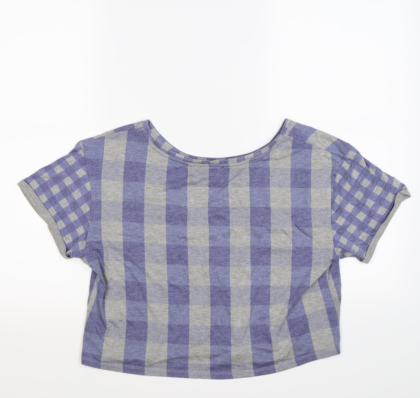 Topshop Womens Grey Check  Cropped T-Shirt Size 8