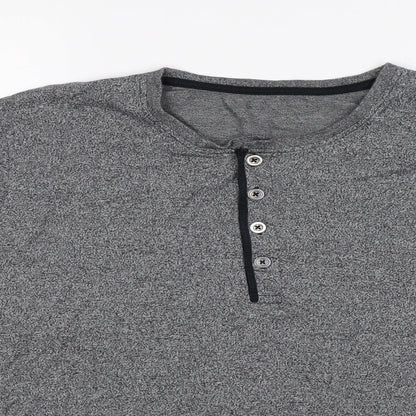 Close-up detail of Preworn men’s grey jumper, size XL