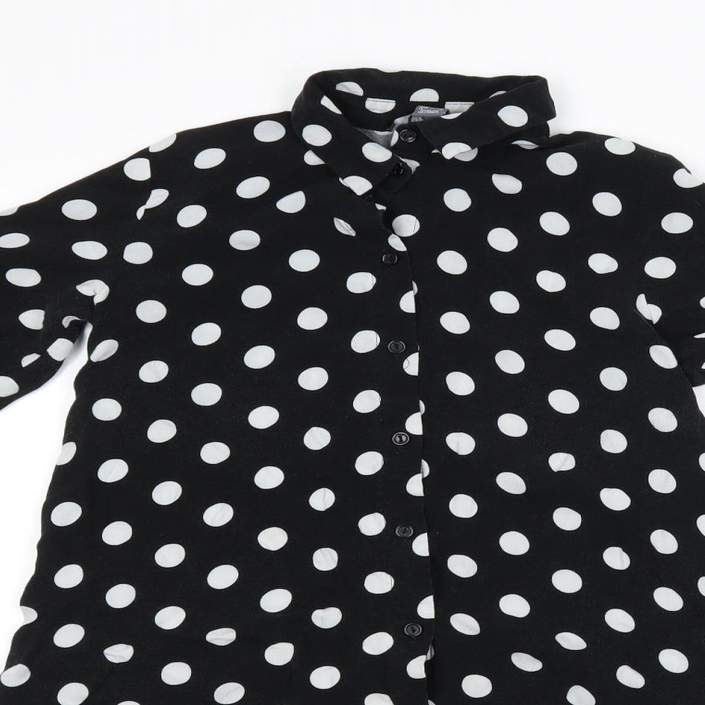 Primark Womens Black Polka Dot  Shirt Dress  Size 4