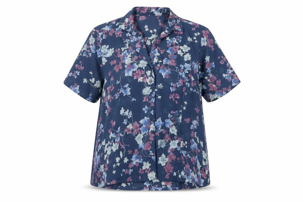 Jumper Womens Blue Floral  Basic Button-Up Size 16