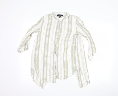 Additional front view of Atmosphere women’s white striped basic button-up, size UK 6