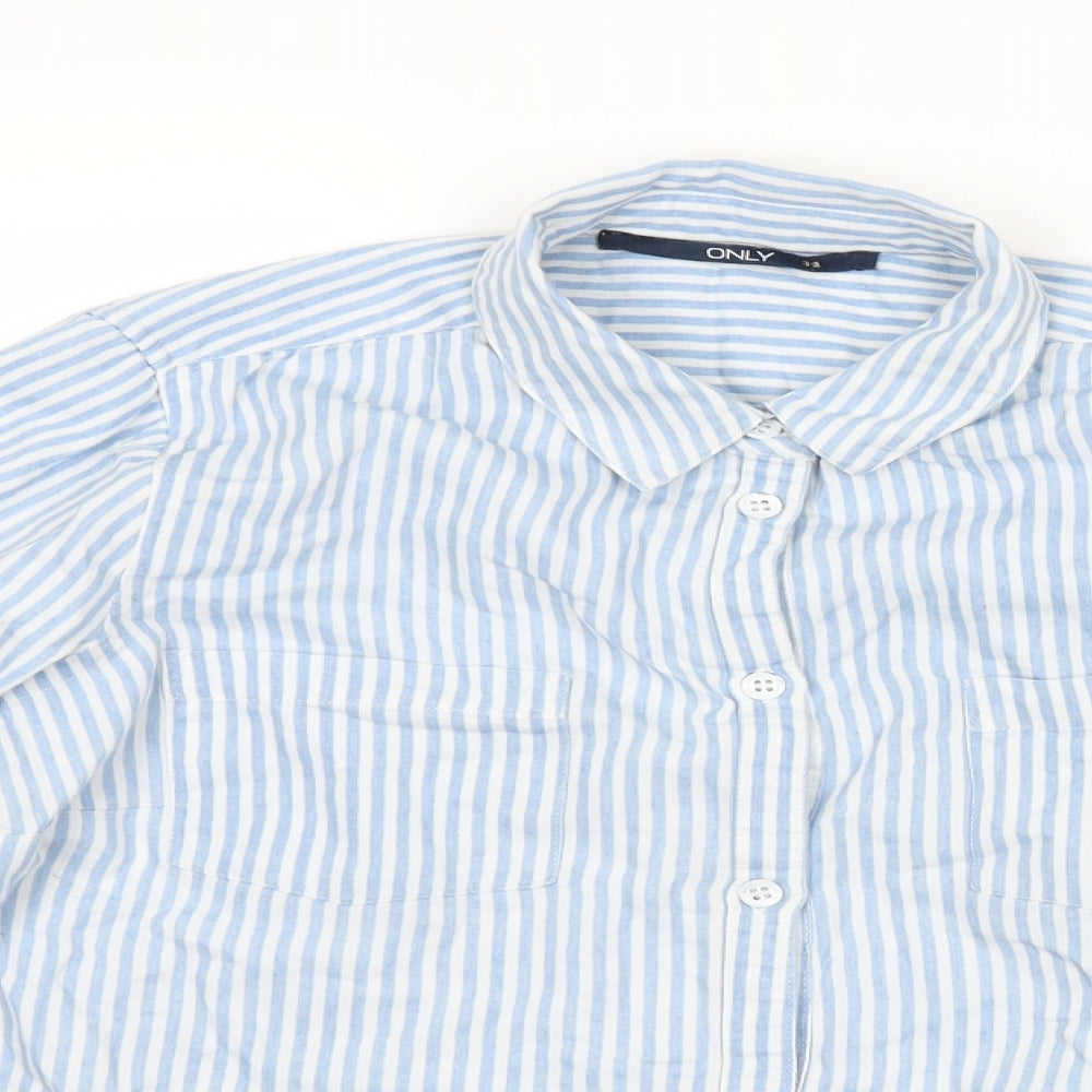 Only Womens Blue Striped  Basic Button-Up Size 6