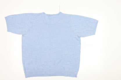 Back view of arista women’s blue basic t-shirt, size UK 18