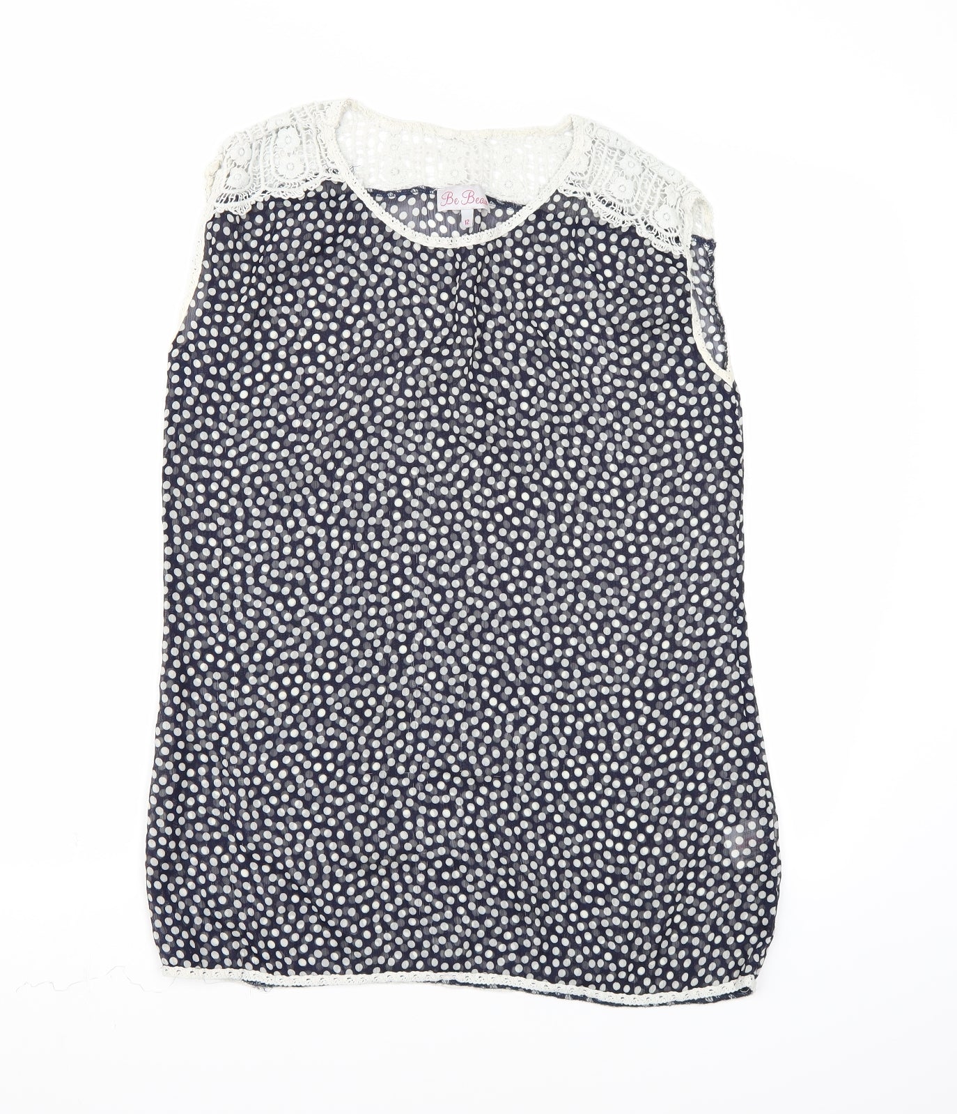 Be Beau Womens Black Polka Dot  Basic Blouse Size 12