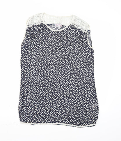 Additional front view of Be Beau women’s black polka dot basic blouse, size UK 12