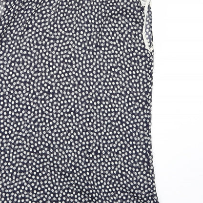 Brand and care label for Be Beau women’s black polka dot basic blouse, size UK 12