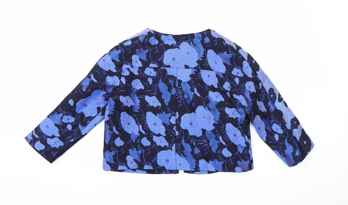 La Redoute Womens Blue Floral  Overcoat Coat Size 8