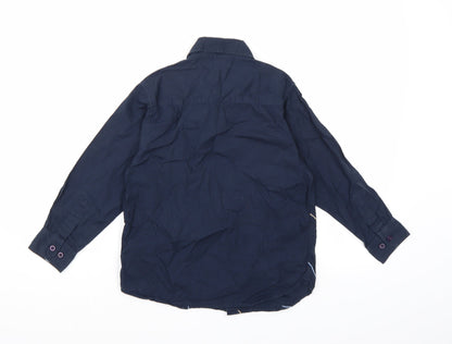 Back view of Adams boys’ blue striped basic button-up, size 7, years