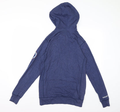 Back view of Mitchell & Ness men’s black pullover hoodie, size XS