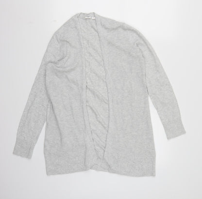 Front view of Gap women’s grey knit cardigan jumper, size S