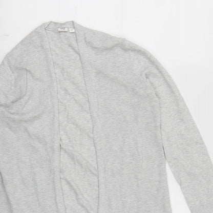 Close-up detail of Gap women’s grey knit cardigan jumper, size S