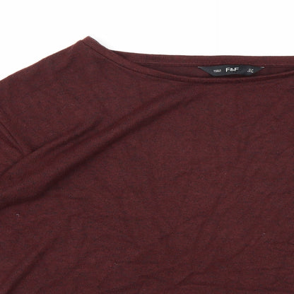 Close-up detail of F&F women’s brown knit jumper, size UK 10