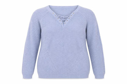 Front view of Select women’s blue knit jumper, size UK 12