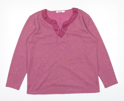 Additional front view of M&Co women’s pink jumper, size M