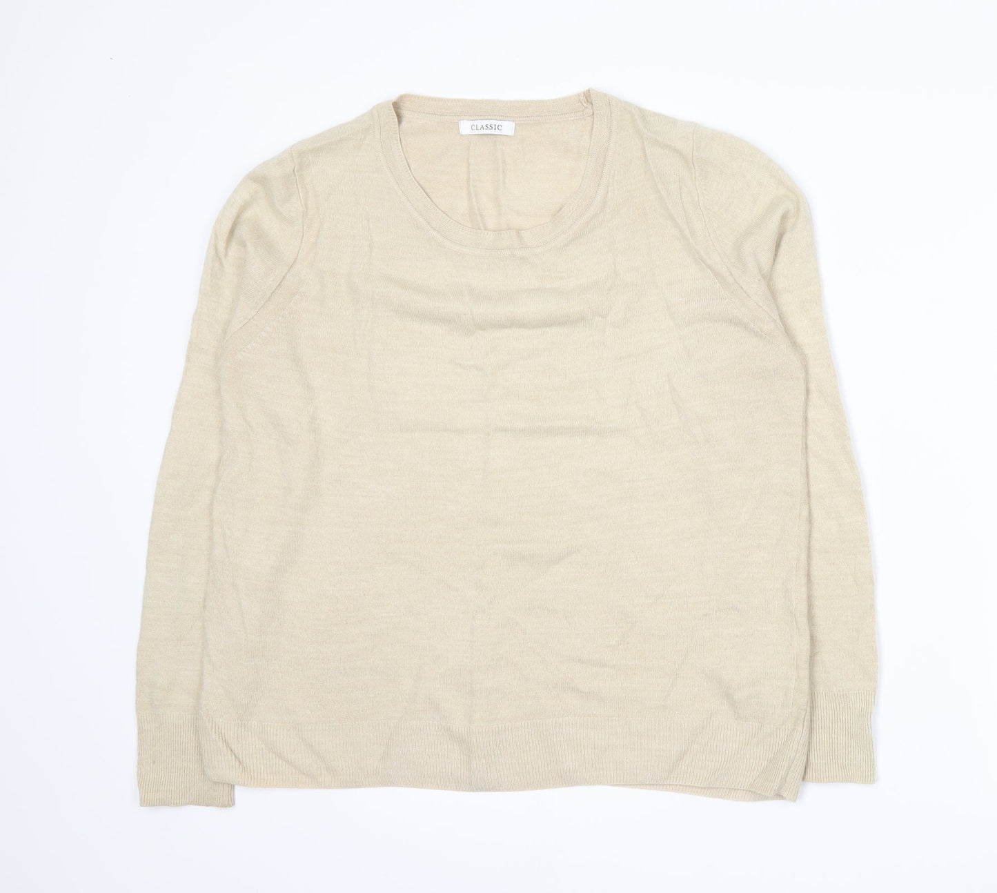 Marks and Spencer Womens Beige  Knit Pullover Jumper Size 14