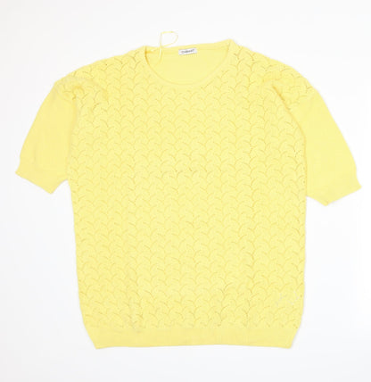 Additional front view of Damart women’s yellow knit jumper, size UK 16