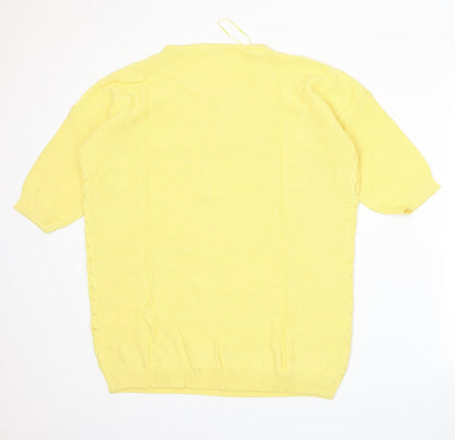 Back view of Damart women’s yellow knit jumper, size UK 16