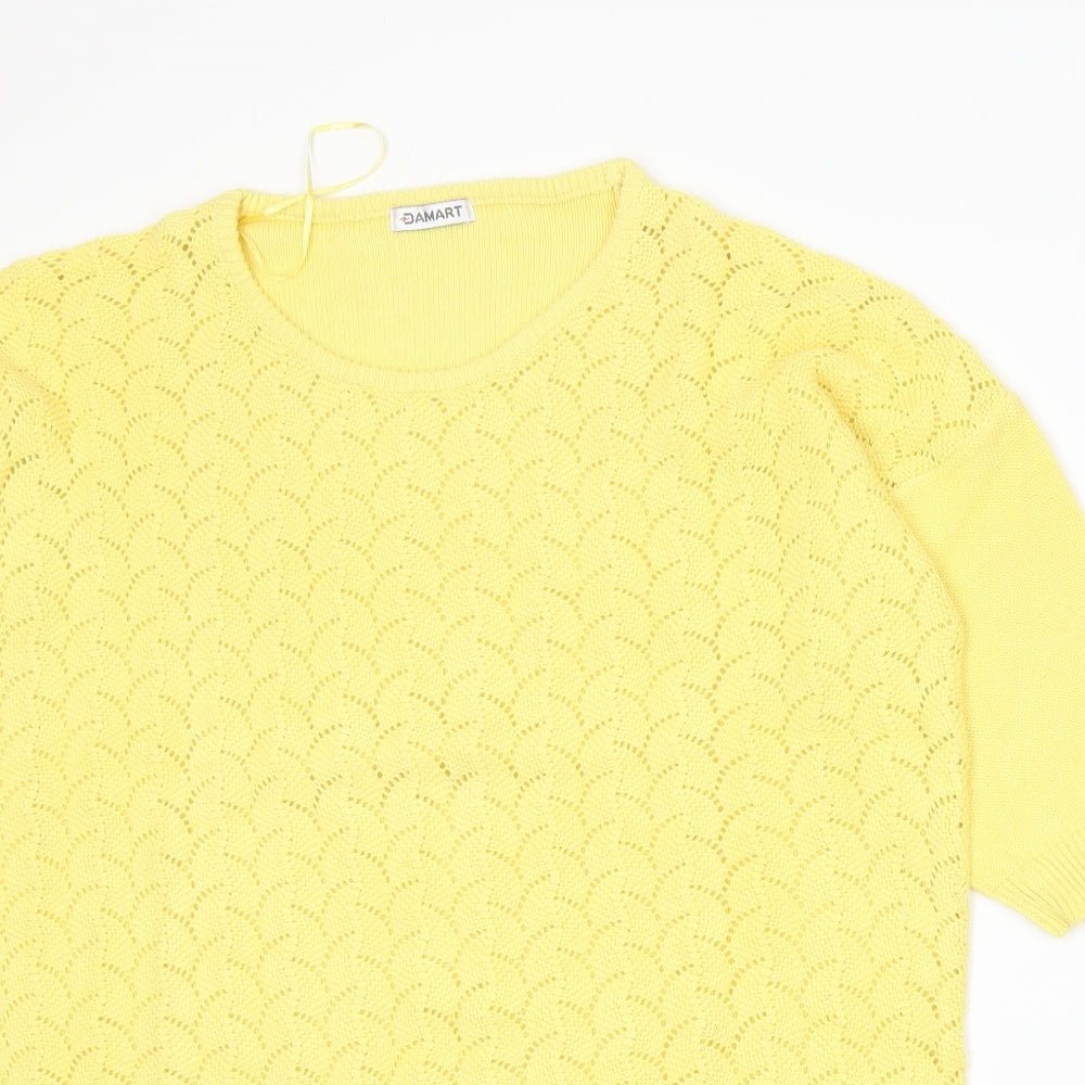 Damart Womens Yellow  Knit Pullover Jumper Size 16