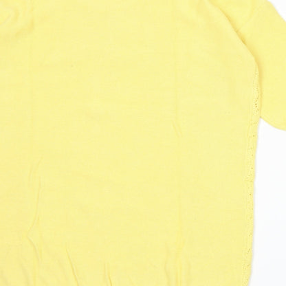Brand and care label for Damart women’s yellow knit jumper, size UK 16