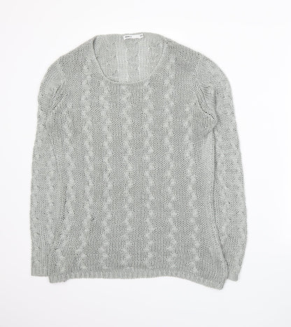 Additional front view of EA women’s grey knit jumper, size S