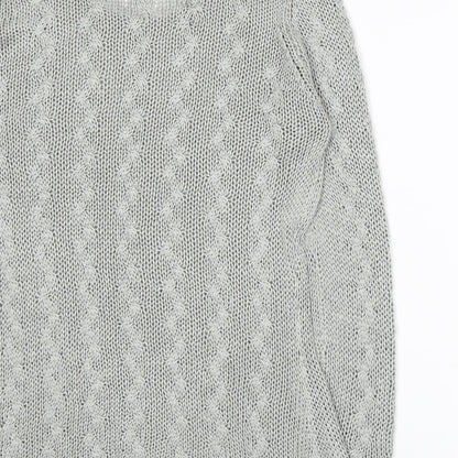 Brand and care label for EA women’s grey knit jumper, size S
