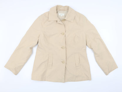 Front view of Marks & Spencer women’s beige jacket, size UK 12