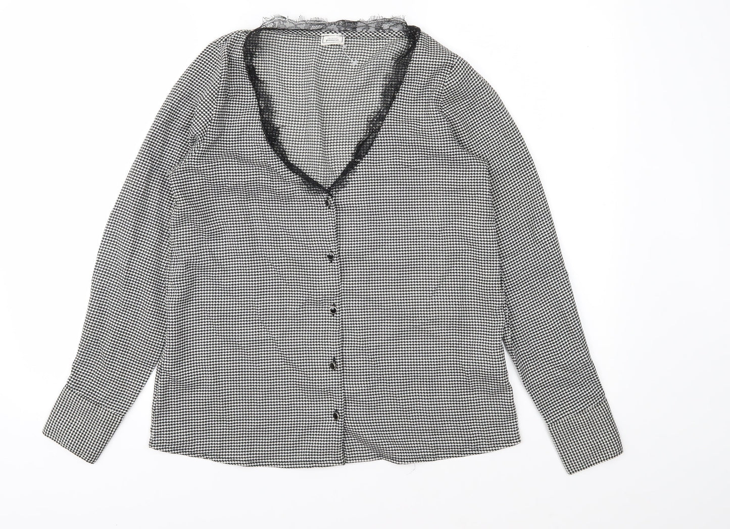 Pimkie Womens Black Houndstooth  Basic Blouse Size S
