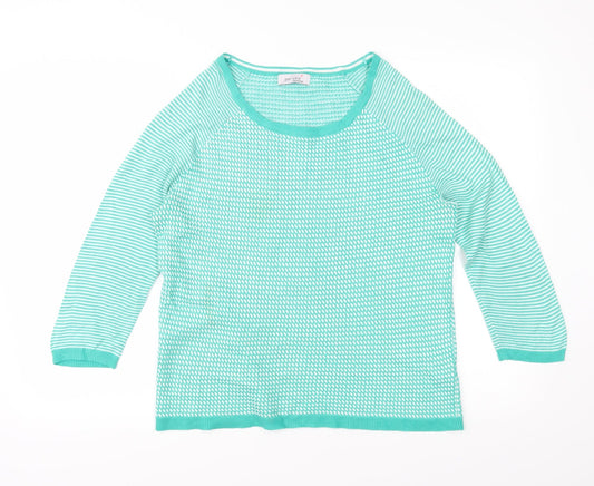 Marks and Spencer Womens Green Striped Knit Pullover Jumper Size 12