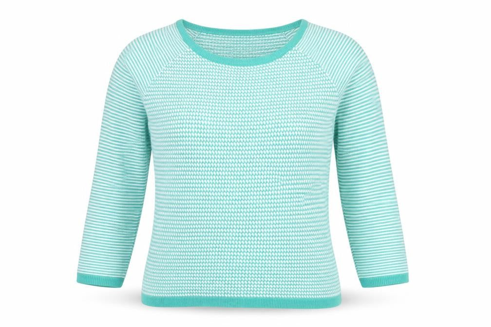 Marks & Spencer Womens Green Striped Knit Pullover Jumper Size 12