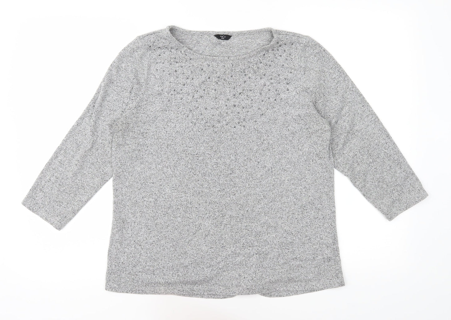 M&Co Womens Grey   Basic T-Shirt Size 14