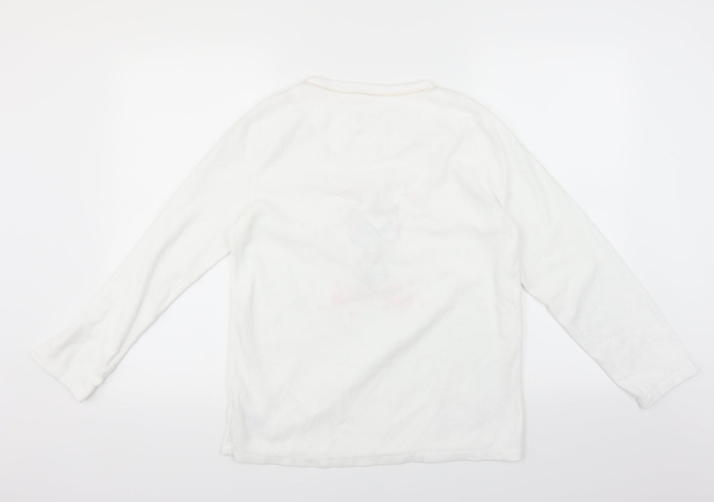Primark Womens White Solid  Top Pyjama Top Size M  - Unicorn cat