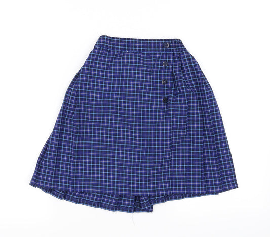 john hall Girls Blue Check  A-Line Skirt Size 7-8 Years
