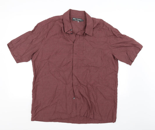 Marks and Spencer Mens Red    Button-Up Size L