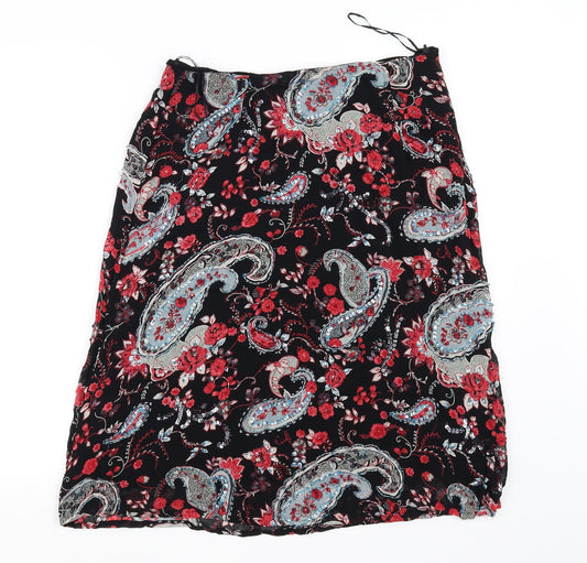 butterfly  Womens Black Floral  A-Line Skirt Size 14