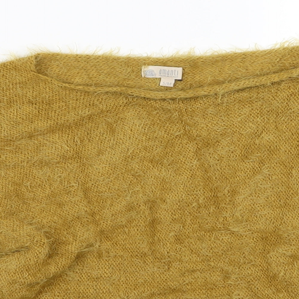 Amanti Womens Yellow  Knit Pullover Jumper Size S