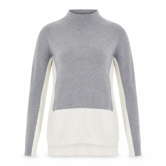 Front view of Papaya women’s grey knit jumper, size UK 12