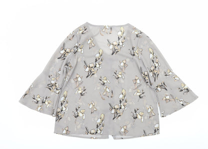 Back view of Code women’s green floral basic blouse, size UK 10