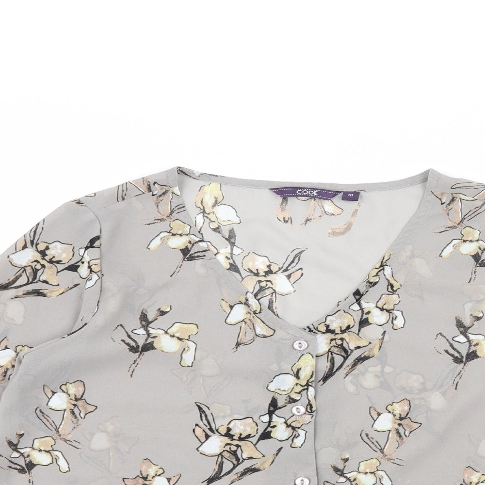Code Womens Green Floral  Basic Blouse Size 10