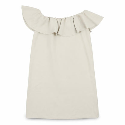Front view of women’s ivory rayon shift, size UK 14