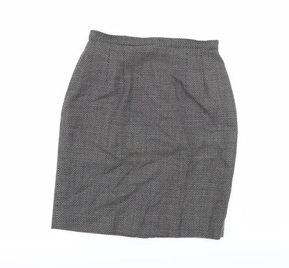 Additional front view of Gianni women’s black geometric a-line skirt, size UK 6