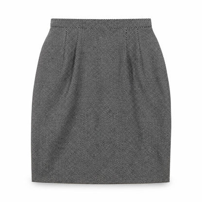 Front view of Gianni women’s black geometric a-line skirt, size UK 6