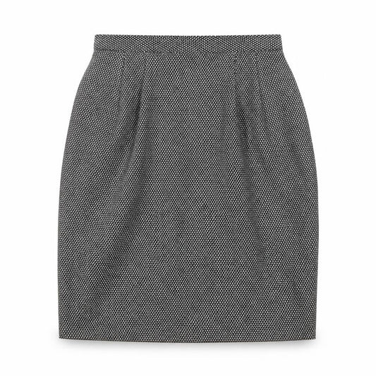 Front view of Gianni women’s black geometric a-line skirt, size UK 6