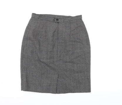Back view of Gianni women’s black geometric a-line skirt, size UK 6
