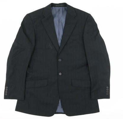 Additional front view of George men’s blue striped jacket suit jacket, size S