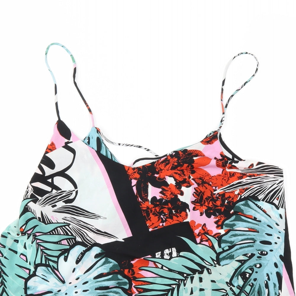 Lispy Womens Blue Floral  Basic Tank Size 10